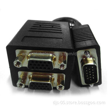 VGA M to HD15 x 2F Cable with Digital Visual Interface and High Performance, RoHS-compliant